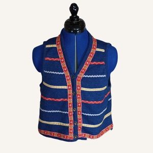 Liz Wear Vintage Knit Vest with Multicolor Pattern Size Medium